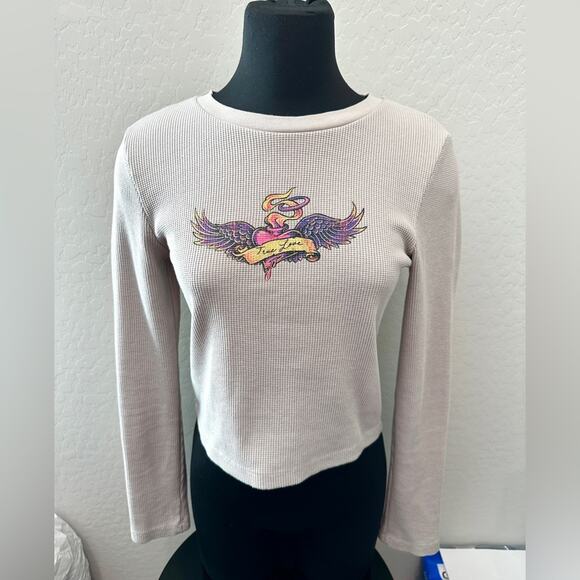 URBAN OUTFITTERS BDG | Waffle Knit Graphic Thermal Long Sleeve Top | Large - Picture 3 of 8